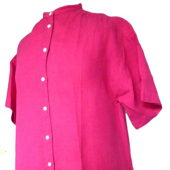 Hartford 100% Linen Richa Dress Fushia Pink Maxi Button Down Shirt Dress Size S - Picture 3 of 13